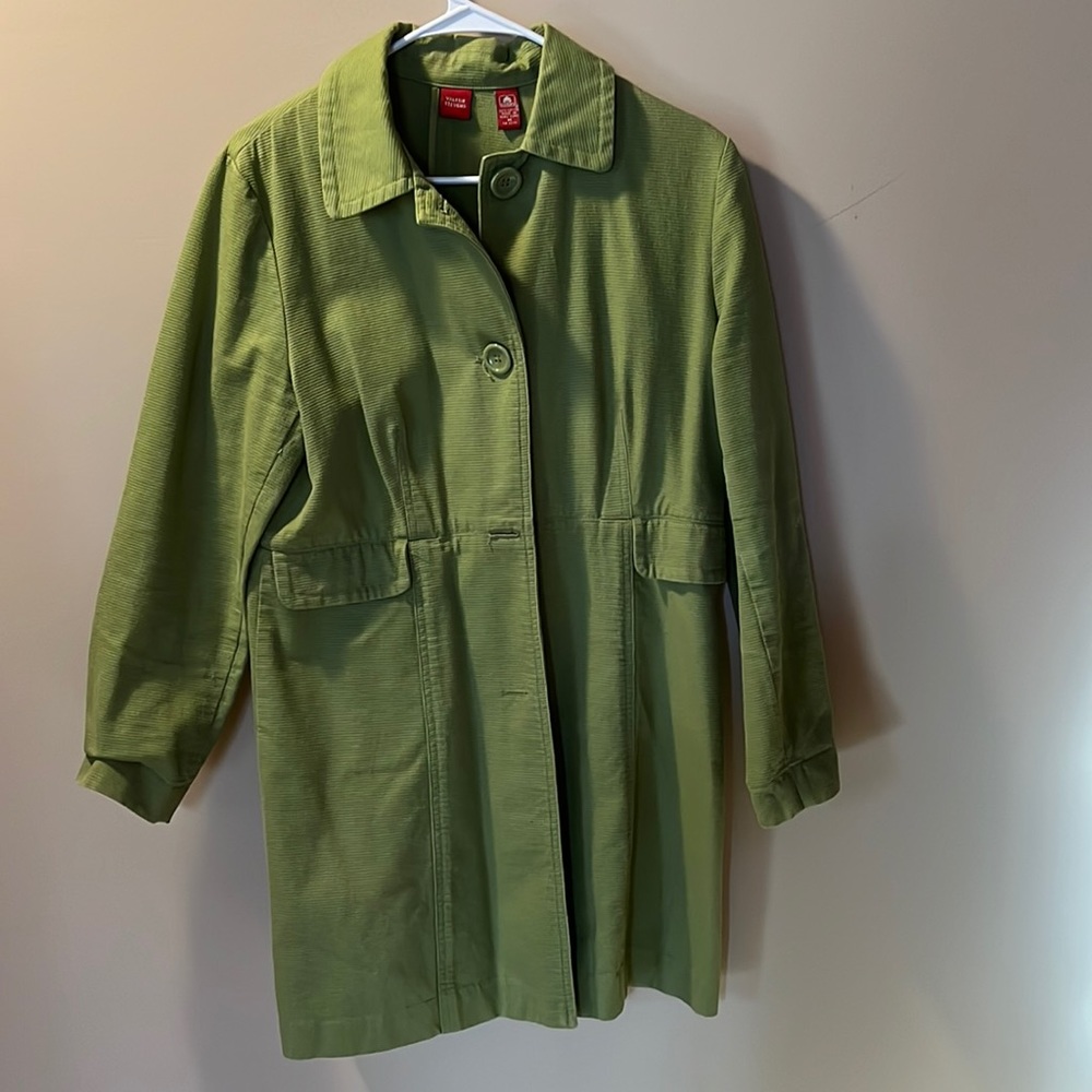 Valerie Steven’s avocado green cotton jacket